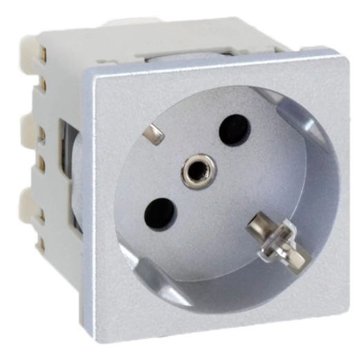 Simon Розетка 2к+з Schuko, 45х45мм, алюминий
