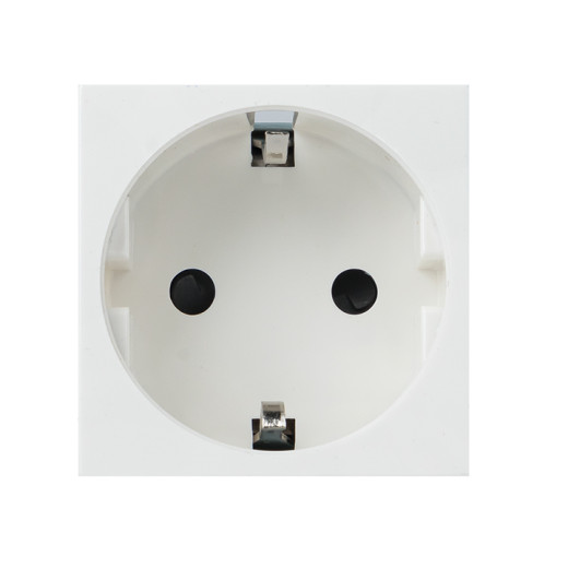 Розетка 45x45 с заземлением, с защ. шторками, 90 градусов, белая EKF