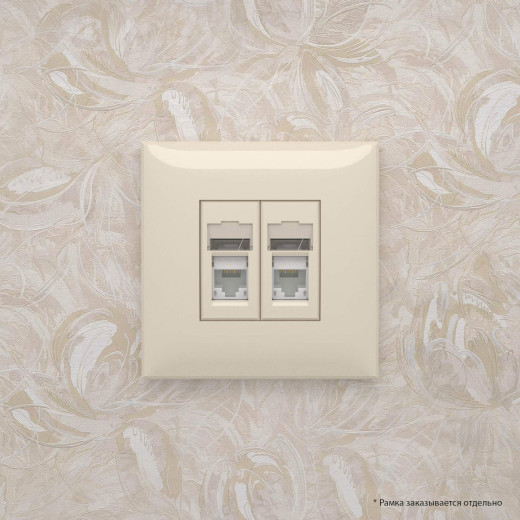 Компьютерная розетка RJ-45 в стену, кат.5e двойная, Avanti, ванильная дымка