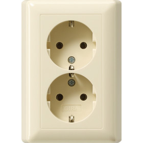 Gira S-55 Крем глянц Розетка 2-я с/з литая