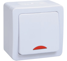 IEK GERMES PLUS ВС20-1-1-ГПБ Выключатель 1кл с инд о/у IP54 (цвет клавиш: белый)