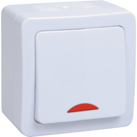 IEK GERMES PLUS ВС20-1-1-ГПБ Выключатель 1кл с инд о/у IP54 (цвет клавиш: белый)