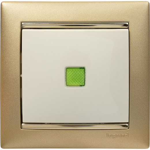 Выключатель одноклавишный с подсветкой - Legrand Valena - 10А 250В схема 1L безвинтовые зажимы - слоновая кость