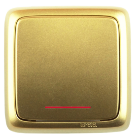 Hegel Альфа наруж Золото ВА10-114-07 Выключатель 1-клавишный с индикацией, с изол. пластиной