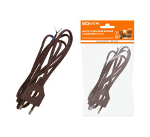 TDM Шнур с плоской вилкой с вырезом ШУ04 ШВВП 2х0,75мм2 1,7 м. коричневый 