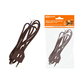 TDM Шнур с плоской вилкой с вырезом ШУ04 ШВВП 2х0,75мм2 1,7 м. коричневый 