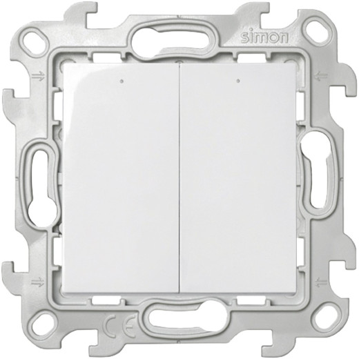 Двухклавишный выключатель с подсветкой, белый