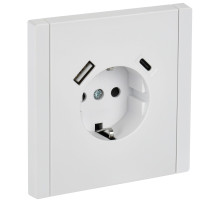 IEK FORTE&PIANO Белый Розетка с/з со шт винтовое крепление 16А USB A+C 18Вт FP247