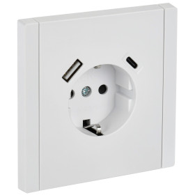 IEK FORTE&PIANO Белый Розетка с/з со шт винтовое крепление 16А USB A+C 18Вт FP247