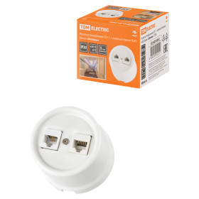 TDM Розетка телефонная RJ11 + компьютерная RJ45 белая «Болонь»