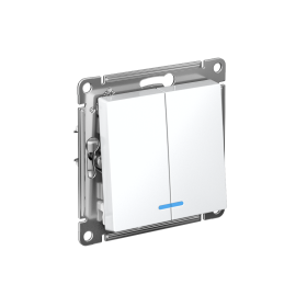 Systeme Electric AtlasDesign Лотос Выключатель 2-клавишный с подсветкой, сх.5а, 10АХ, механизм