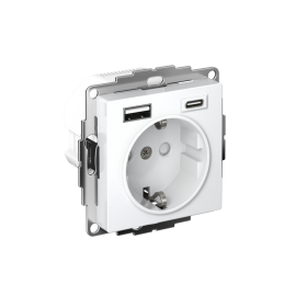 Systeme Electric AtlasDesign Белый Розетка 16А с USB A+C (5В/2,4А/3 А, 2х5В/1,5А), мех