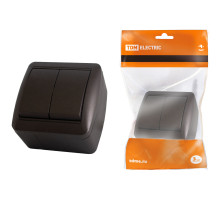 TDM Выключатель 2-кл. открытой установки IP44 10А шоколад 