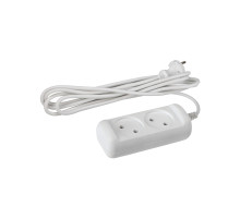 ЭРА Удлинитель электрический  UX(6)-2-5m без заземления 2 розетки 5м ПВС 2x0,75мм2 6А белый