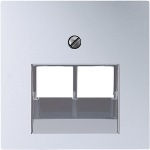 Крышка для сдвоенных телефонных и компьютерных розеток (UAE), фиксация винтом, термопласт, алюминий, A500