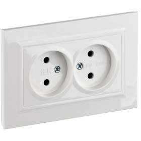 IEK BRITE Белый Розетка 2-я без з/к с з/ш 10А в сборе РСш12-2-БрБ