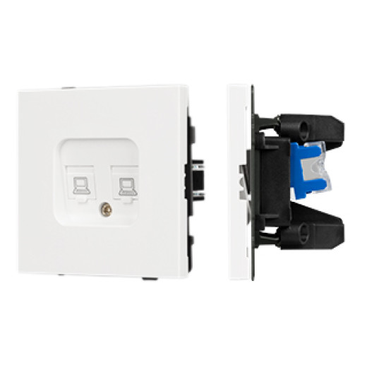 Механизм компьютерной розетки двойной SCT-TENDO-MPC2-SFPL-WH (RJ-45, CAT6) (Arlight, Матовый белый)