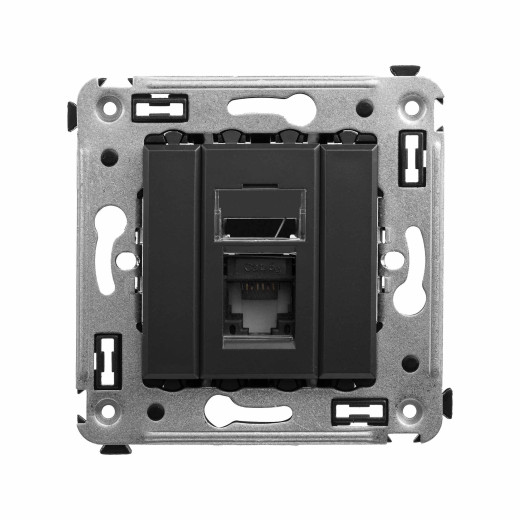 Компьютерная розетка RJ-45 в стену, кат.5e одинарная, Avanti, черный матовый
