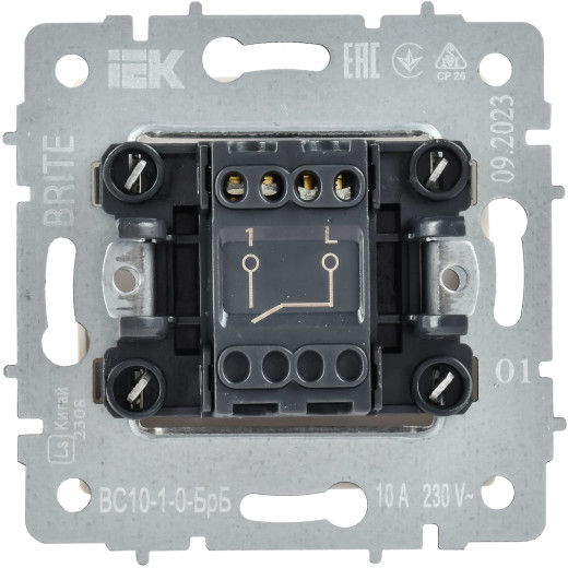 BRITE Выключ. 1-кл. 10А ВС10-1-0-БрБ бел.