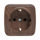 Розетка 1-местная ОП Минск 16А с заземлением тёмное дерево EKF