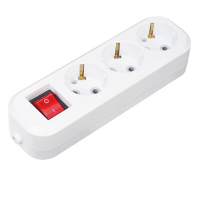 REXANT Колодка 3 гнезда с кнопкой c заземлением.