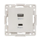 Стокгольм Механизм Розетки с 2USB type-A + type-C винтовые клеммы белый EKF PROxima