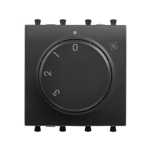 Механизм управления вентиляторами модульный, Avanti, черный матовый, 2 модуля