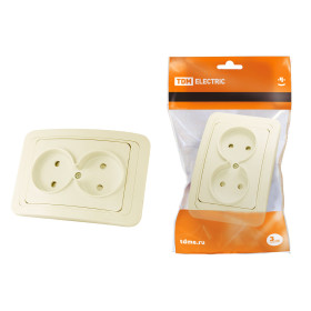 TDM Розетка двойная 2П 10А c защитными шторками сл. кость 