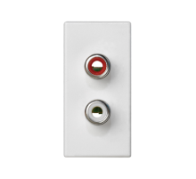 Simon Connect Алюминий Плата с 2-мя разъёмами RCA (чёрный, красный), винты, 22,5х45мм