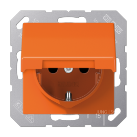 JUNG Штепсельная розетка SCHUKO 16A 250V~ с крышкой оранжевая