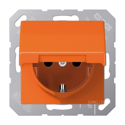 Штепсельная розетка SCHUKO 16A 250V~ с крышкой, оранжевая