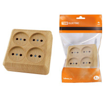 TDM Розетка четырехместная 2П открытой установки IP20 10A сосна 