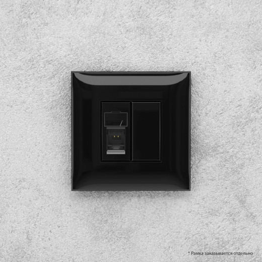 Компьютерная розетка RJ-45 в стену, кат.5e одинарная, Avanti, черный квадрат