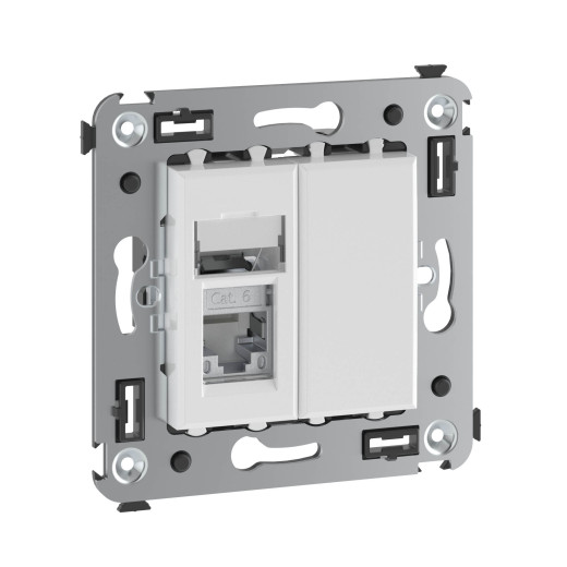 Компьютерная розетка RJ-45 в стену, кат.6 одинарная экранированная, Avanti, белое облако