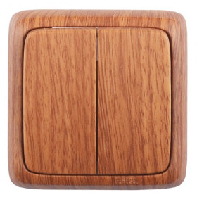 Hegel Альфа наруж Дуб ВА16-153-05 Выключатель 2-клавишный с изол. пластиной