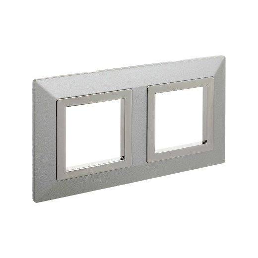 Рамка из металла 2 поста (4 мод.), Avanti, светло-серебристая