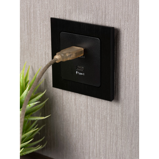 Стокгольм Механизм Розетки с 2USB type-A + type-C черный EKF PROxima