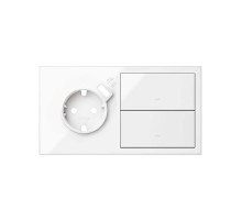 Simon 100 Белый глянец Кит 2 поста, фронт. Накладка на 1 розетку Schuko с з/у USB SC + 2 клавиши выключателей