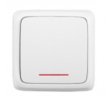 Hegel Альфа наруж Белый ВА10-114 Выключатель 1-клавишный с индикацией, с изол. пластиной