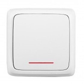 Hegel Альфа наруж Белый ВА10-114 Выключатель 1-клавишный с индикацией, с изол. пластиной