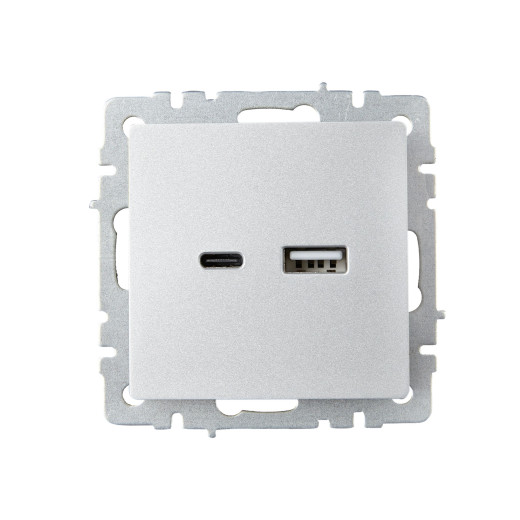 BRITE Роз. USB A+C 18Вт РЮ11-1-БрА алюм. IEK