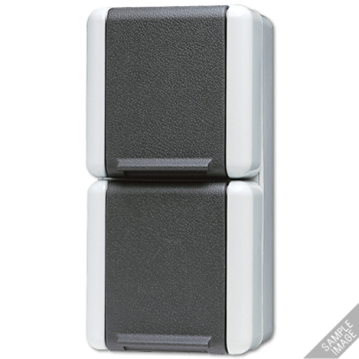 Двойная горизонтальная SCHUKO-розетка 16A 250V~ для накладного монтажа IP44