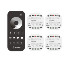 Arlight INTELLIGENT ARLIGHT Диммер SMART-SET-TRIAC-601-72-DIM-PD-IN Black (230V, 1x1.5A, x4, ПДУ 10кн, 2.4G) (IARL, IP20 Пластик, 5 лет)