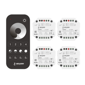 Arlight INTELLIGENT ARLIGHT Диммер SMART-SET-TRIAC-601-72-DIM-PD-IN Black (230V, 1x1.5A, x4, ПДУ 10кн, 2.4G) (IARL, IP20 Пластик, 5 лет)