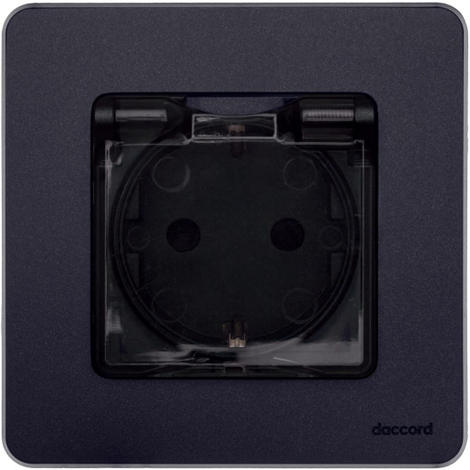 Розетка с заземлением IP44 - Legrand/Daccord Inspiria - со шторками с защитной крышкой 16А 250В винтовые зажимы - антрацит