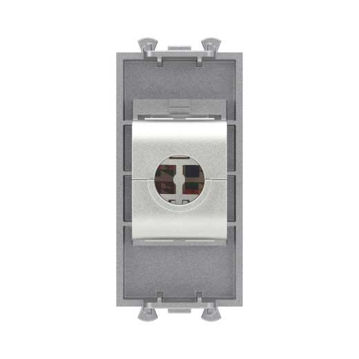 Компьютерная розетка RJ-45 без шторки модульная, кат.5е экранированная, Avanti, закаленная сталь, 1 модуль