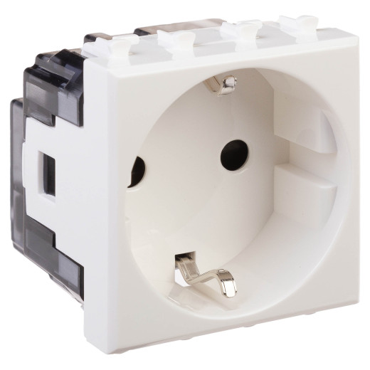 Розетка модульная, 2P+E, с з/ш, Avanti, белое облако, 2 модуля
