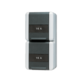 JUNG Двойная горизонтальная SCHUKO розетка IP44 16A 250V~, защита от детей