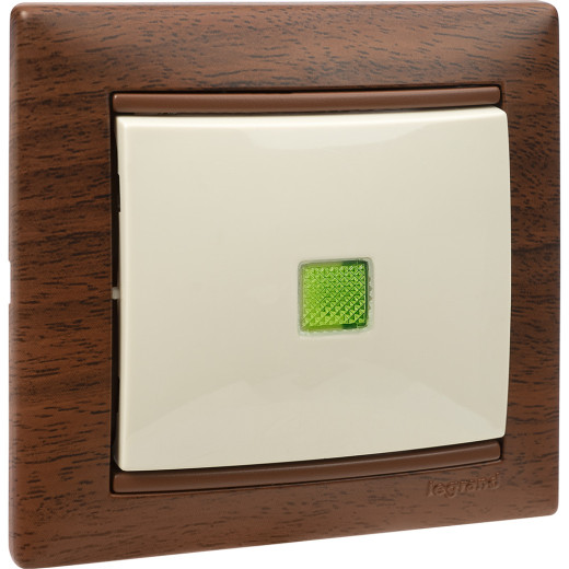 Выключатель одноклавишный с подсветкой - Legrand Valena - 10А 250В схема 1L безвинтовые зажимы - слоновая кость