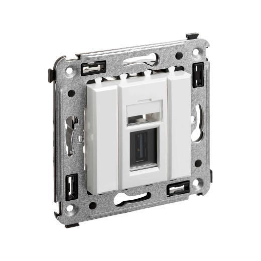 USB 3.0 розетка одинарная в стену, тип А-А, Avanti, белое облако